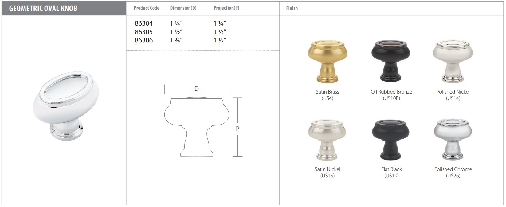 Emtek Geometric Oval Knob Specs
