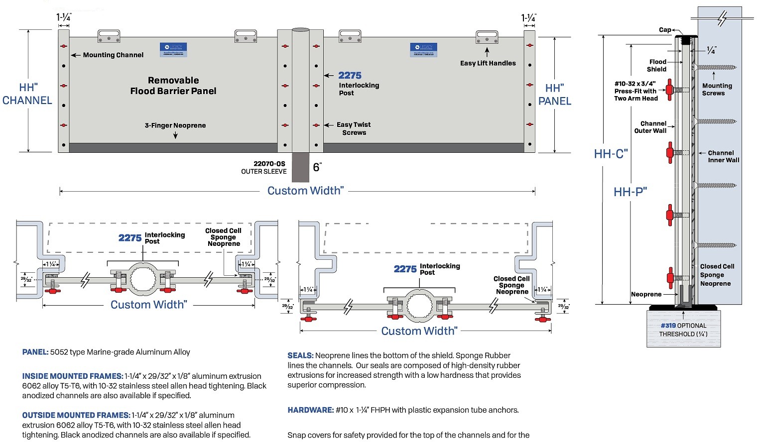 Product Specs for Garage Door Flood Barriers