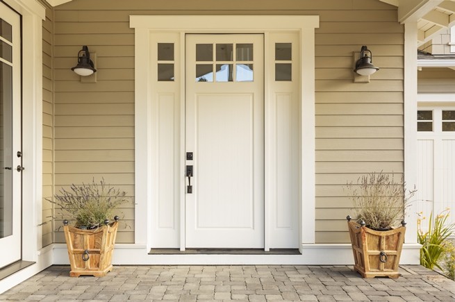 A properly hung and sealed front exterior door