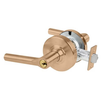 Schlage Athens Door Handle, Vandlgard, ND Series, Vandlgard Communicating Lock, Flat Black
