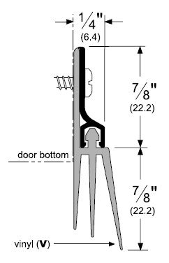 Pemko Door Bottom wtih Triple Fin Eco-V Vinyl Seal, 57V