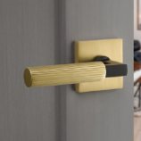 Gold Door handle installed on a door