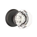 Emtek Old Town Glass Knob, Sandcast Bronze Door Knob, Passage, #1 Rosette, Flat Black Bronze (FB)