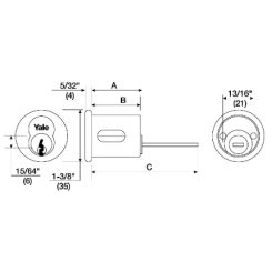 Accentra 1193 Rim Cylinders for Exit Device Trims and Mullions, LFIC with 1765.250 - 1765.656 Sized Collar, PARA Keyway