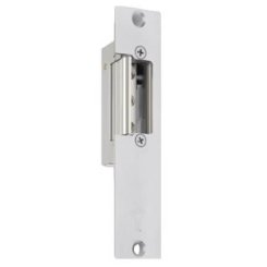 MUL-T-LOCK Adjustable Electric Strike Fail Secure, Faceplate 1-1/4 x 5-7/8, Off Center, Stainless Steel, 8-16V AC/DC