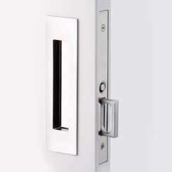 Emtek 2153 - 2156 Narrow Modern Rectangular Pocket Door Moritse Lock - All Functions, Brass