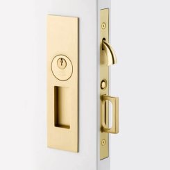 Emtek 2153 - 2156 Narrow Modern Rectangular Pocket Door Moritse Lock - All Functions, Brass