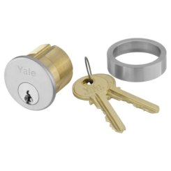 Yale 2153-118 1-1/8″ Mortise Cylinder, Para Keyway, with 1765.250 Sized Collar, Satin Chrome Finish