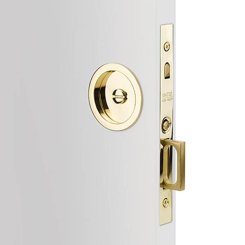 Emtek Round Pocket Door Mortise Lock in Unlacquered Brass Finish (US3NL)