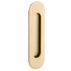 Emtek #2212 Narrow Oval Flush Pull in #15 Satin Nickel Finish