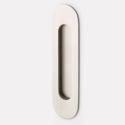 Emtek #2212 Narrow Oval Flush Pull in #15 Satin Nickel Finish