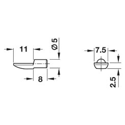 Hafele Shelf Support, For 13/64" (5 Mm) Diameter Hole, Steel, Nickel Plated