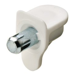 Hafele Shelf Support, for 13/64" (5 mm) diameter hole, Plastic with Steel Pin, White