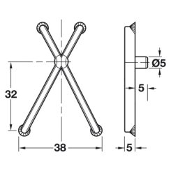 Hafele Shelf Hold-Down with Points, for 13/64" (5 mm) Diameter Hole, Plastic, White