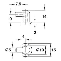 Hafele Shelf Support, for 13/64" (5 mm) Diameter Hole, for Shelf with 45/64" (18mm) Thickness, White