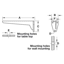 Work Surface Brackets, Hebgo, 11-1/32" x 2-3/32" x 3-15/16", 150 kg, Steel, Gray