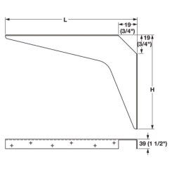 Hafele Work Surface Brackets, Rigid, 12x8" (304.8x203.2mm) , Stainless Steel