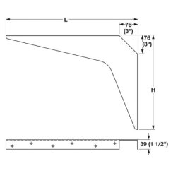 Hafele Work Surface Brackets, Rigid, 24" x 29" (610mm x 737mm), Steel, White
