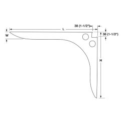 Hafele SpeedBrace Work Surface Bracket, Rigid, Centers, 305 mm x 38 mm x 203 mm (LxWxH), Stainless Steel