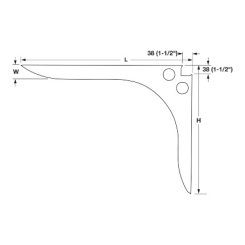 Hafele SpeedBrace Work Surface Bracket, Rigid, Centers, 457 mm x 38 mm x 381 mm (LxWxH), Stainless Steel