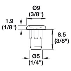 Hafele Door Bumper, 8.5 x 9 x 1.9 mm, For 5mm System Hole, Transparent