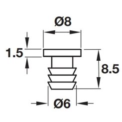 Hafele Door Bumper, 8.5 x 8 x 1.5 mm, For 6mm System Hole, Transparent