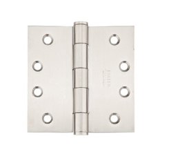 Emtek 4" stainless steal hinge with a square corner