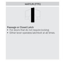 Yale AU4601LN Passage Lock with Augusta Lever, US10B Finish