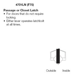Yale AU4701LN Grade 1 Passage Lever with Augusta Lever - Satin Chrome Finish 26D