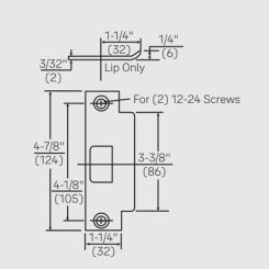 Accentra #497 ANSI Strike, Curved Lip Strike for Commercial Levers