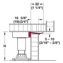 Häfele AXILO™ 78, Plinth Adjusting Fitting System, Plinth Holder, 3/4" 5/8" Thick Panel (16 mm)