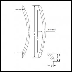 Ives 8800 Greenwich Style Door Pull, Offset / Arc Design, Decorative, up to 24" CTC