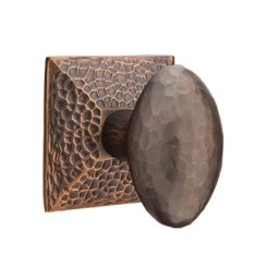 Emtek Hammered Door Knobs, Arts & Crafts, Passage, Arts & Crafts Rosette, Oil Rubbed Bronze (US10B) Finish