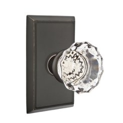Emtek Astoria Glass Door Knob, Glass Knobset, Passage, #8 Rosette, Polished Brass - Lifetime (US3) Finish