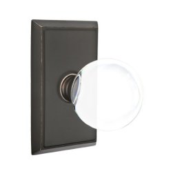 Emtek Bristol Glass Door Knob, Glass Knobset, Passage, #8 Rosette, Polished Brass - Lifetime (US3) Finish