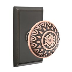 Emtek Lancaster Door Knob, Designer Brass, Passage, #8 Rosette, Polished Brass - Lifetime (US3) Finish