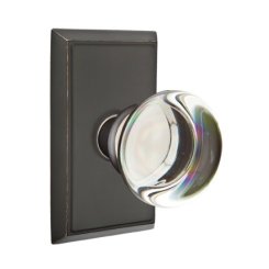 Emtek Providence Glass Door Knob, Glass Knobset, Passage, #8 Rosette, Polished Brass - Lifetime (US3) Finish