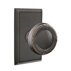 Emtek Ribbon & Reed Door Knob, Designer Brass, Passage, #8 Rosette, Polished Brass - Lifetime (US3) Finish