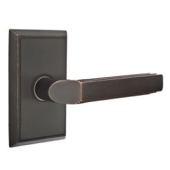 Emtek Milano Door Handle, Classic Brass, Passage, #8 Rosette, Polished Brass - Lifetime (US3) Finish