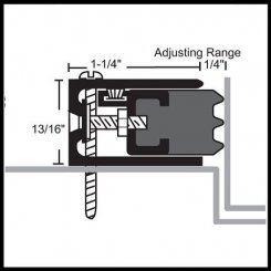 NGP 103N Door Gasket, 1.25" Aluminum Casing with Adjustable .25" Neoprene Seal