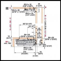 Hafele EKU Frontino 20 H Forslide Coplanar Door System, For Base Cabinets, Max 44 Lb Door