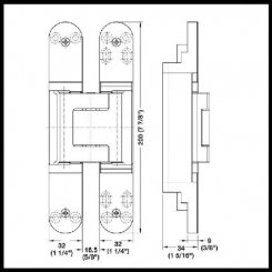 Hafele Concealed Hinge, TECTUS TE 540 3D, 264 Lb Door