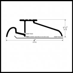 Pemko #146B Interlocking Threshold, 4" Bronze with Water Return for In-Swing Doors, 1.25" H