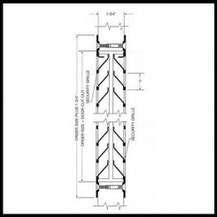 Door Louver 1500A, Inverted Split Y-Blades with Security Grille, Vandal Proof Thru-Bolt Mount, 1-3/4" Door, up to 3' x 6'-8"