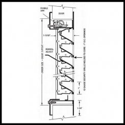 Door Louver 1900ASG, Fire Rated, Adjustable Fusible Link Blade, Security Grille, 1-3/4" Doors, up to 2' x 2'