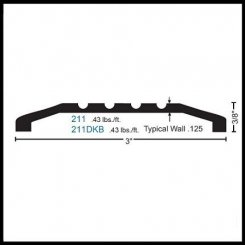 NGP 211 Utility Threshold, 3" Aluminum, .375" Height