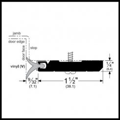 Pemko #2893 Door Gasket, 1.5" Heavy Duty Aluminum for Headers with Eco-V Vinyl Double Fin Seal