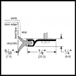 Pemko #294 Door Gasket, .875" Aluminum Casing with Eco-V (Vinyl) Fin Seal