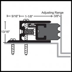 NGP 304N Door Gasket, 1.6875" Aluminum Casing with Spring Adjustable .375" Neoprene Seal