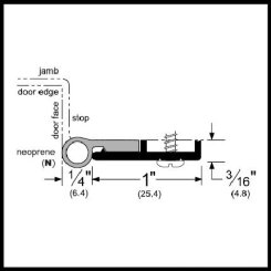 Pemko #319N Door Gasket, 1" Aluminum Casing with EPDM Ring Seal